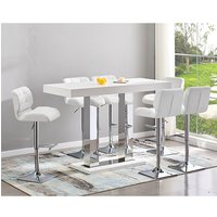 Product photograph of Caprice Large White Gloss Bar Table With 6 Candid White Stools from Furniture in Fashion