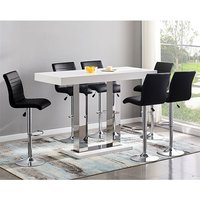 Product photograph of Caprice Large White Gloss Bar Table 6 Ripple Black Stools from Furniture in Fashion