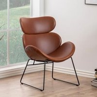 Product photograph of Carazo Pu Leather Lounge Chair With Black Frame In Brown from Furniture in Fashion