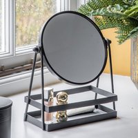 Product photograph of Cardiff Glass Vanity Mirror With Tray In Black Iron Frame from Furniture in Fashion