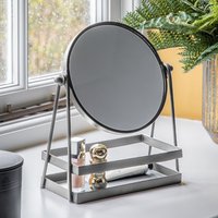 Product photograph of Cardiff Glass Vanity Mirror With Tray In Silver Iron Frame from Furniture in Fashion