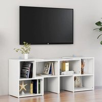 Product photograph of Carillo High Gloss Tv Stand With Shelves In White from Furniture in Fashion