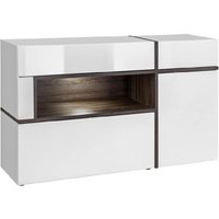 Product photograph of Carlisle High Gloss Sideboard In White And Elm With Led from Furniture in Fashion