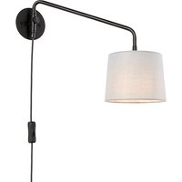 Product photograph of Carlson Light Grey Shade Swing Arm Wall Light In Matt Black from Furniture in Fashion