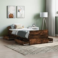 Product photograph of Carpi Wooden Single Bed With 4 Drawers In Smoked Oak from Furniture in Fashion