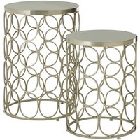 Product photograph of Casa Marble Set Of 2 Side Tables With Silver Metal Frame from Furniture in Fashion