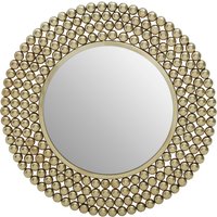 Product photograph of Casa Round Beaded Effect Wall Mirror In Gold Metal Frame from Furniture in Fashion
