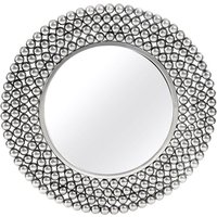 Product photograph of Casa Round Beaded Effect Wall Mirror In Pewter Metal Frame from Furniture in Fashion