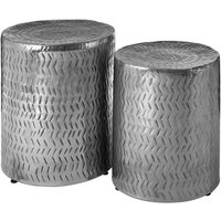 Product photograph of Casa Round Set Of 2 Stools In Nickel from Furniture in Fashion