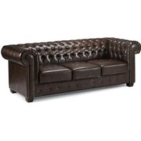 Product photograph of Caskey Bonded Leather 3 Seater Sofa In Antique Brown from Furniture in Fashion