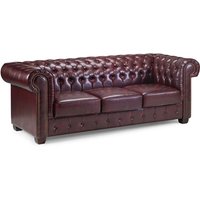 Product photograph of Caskey Bonded Leather 3 Seater Sofa In Oxblood Red from Furniture in Fashion