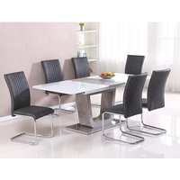 Product photograph of Ceibo High Gloss White Glass Extending Dining Set With 6 Chairs from Furniture in Fashion
