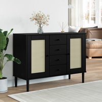 Product photograph of Celle Pinewood Sideboard With 2 Doors 4 Drawers In Black from Furniture in Fashion