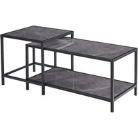 Product photograph of Celle Wooden Coffee Table And Side Table In Grey Marble Effect from Furniture in Fashion