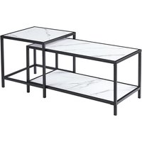Product photograph of Celle Wooden Coffee Table And Side Table In White Marble Effect from Furniture in Fashion