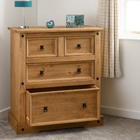 Product photograph of Central Wooden Chest Of 4 Drawers Wide In Oak from Furniture in Fashion