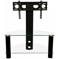 Product photograph of Clevedon Glass Tv Stand In Black With Bracket from Furniture in Fashion