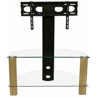 Product photograph of Clevedon Glass Tv Stand In Light Oak With Bracket from Furniture in Fashion