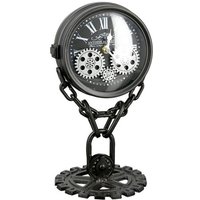 Product photograph of Chain Glass Table Clock With Black And Silver Metal Frame from Furniture in Fashion