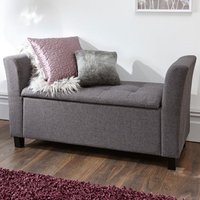 Product photograph of Ventnor Fabric Ottoman Seat In Charcoal Grey With Wooden Feet from Furniture in Fashion