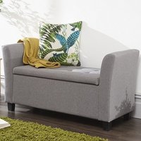 Product photograph of Ventnor Modern Fabric Ottoman Seat In Grey With Wooden Feet from Furniture in Fashion