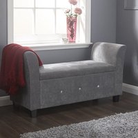 Product photograph of Ventnor Modern Fabric Ottoman Seat In Grey With Diamante from Furniture in Fashion