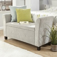 Product photograph of Ventnor Modern Fabric Ottoman Seat In Silver With Diamante from Furniture in Fashion