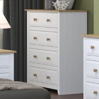 Product photograph of Chatfield Wooden Chest Of 4 Drawers In White And Oak from Furniture in Fashion