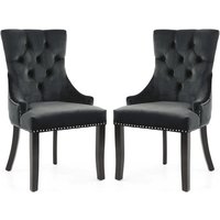 Product photograph of Cankaya Black Velvet Accent Chairs With Wooden Legs In Pair from Furniture in Fashion