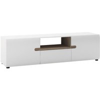 Product photograph of Cheya High Gloss Tv Stand With 2 Doors In White And Oak from Furniture in Fashion