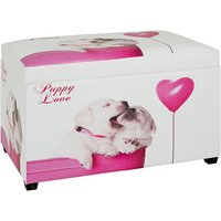 Product photograph of Chino Synthetic Leather Storage Ottoman In Puppy Print from Furniture in Fashion