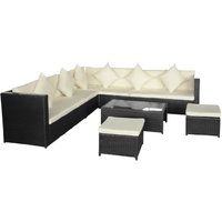 Product photograph of Choctaw Rattan Garden Lounger Set With Cushions In Cream Black from Furniture in Fashion