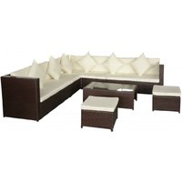Product photograph of Choctaw Rattan Garden Lounger Set With Cushions In Cream Brown from Furniture in Fashion