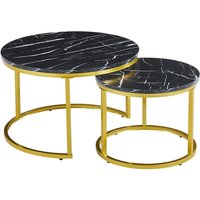Product photograph of Citrus Black Marble Effect Nesting Coffee Tables With Gold Frame from Furniture in Fashion