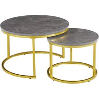 Product photograph of Citrus Grey Marble Effect Nesting Coffee Tables With Gold Frame from Furniture in Fashion