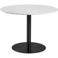 Product photograph of Clarkston Marble Dining Table With Black Base In White from Furniture in Fashion