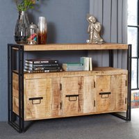 Product photograph of Clio Industrial Wooden Sideboard In Oak With 3 Drawers 1 Shelf from Furniture in Fashion