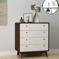 Product photograph of Clive Wooden Chest Of 4 Drawers In Walnut And White from Furniture in Fashion