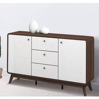 Product photograph of Clive Wooden Sideboard With 2 Doors 3 Drawers In Walnut And White from Furniture in Fashion