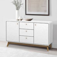 Product photograph of Clive Wooden Sideboard With 2 Doors 3 Drawers In White from Furniture in Fashion