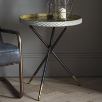 Product photograph of Cloral Round Metal Side Table With Tripod Base In Duck Egg Gold from Furniture in Fashion