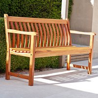Product photograph of Clyro Small Wooden Garden Broadfield Seating Bench In Rich Brown from Furniture in Fashion