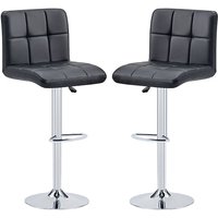 Product photograph of Coco Black Faux Leather Bar Stools With Chrome Base In Pair from Furniture in Fashion