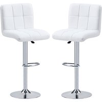 Product photograph of Coco White Faux Leather Bar Stools With Chrome Base In Pair from Furniture in Fashion