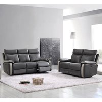 Product photograph of Caguas Electric Leather 3 2 Sofa Set In Dual Tone Dark Grey from Furniture in Fashion