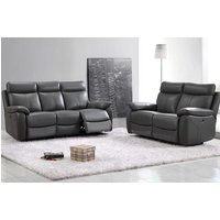 Product photograph of Caguas Electric Leather Recliner 3 2 Sofa Set In Dark Grey from Furniture in Fashion