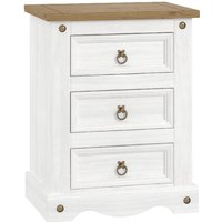 Product photograph of Consett Wooden Bedside Cabinet With 3 Drawers In White And Oak from Furniture in Fashion