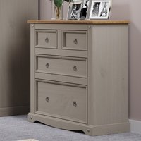 Product photograph of Consett Wooden Chest Of 4 Drawers In Grey And Oak from Furniture in Fashion