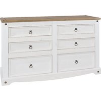 Product photograph of Consett Wooden Chest Of 6 Drawers In White And Oak from Furniture in Fashion