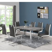 Product photograph of Constable Concrete Effect Dining Table 6 Petra Grey White Chair from Furniture in Fashion